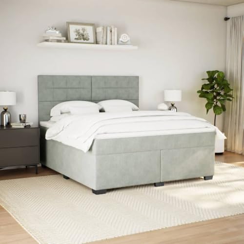 Boxspringbett mit Matratze Hellgrau 180x200 cm Samt Daybed Gästebett Familienbett Doppelbett für Gästezimmer Schlafzimmer Herberge Wohnbereich Boxspringbett mit Matratze Hellgrau 180x200 cm Samt Daybed Gästebett Familienbett Doppelbett für Gästezimmer Schlafzimmer Herberge Wohnbereich von HEFZGDB