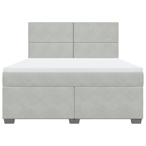 Boxspringbett mit Matratze Hellgrau 180x200 cm Samt Jugendbett Gästebett Einzelbetten Doppelbett für Schlafzimmer Gästezimmer Herberge Wohnbereich Boxspringbett mit Matratze Hellgrau 180x200 cm Samt Jugendbett Gästebett Einzelbetten Doppelbett für Schlafzimmer Gästezimmer Herberge Wohnbereich von HEFZGDB