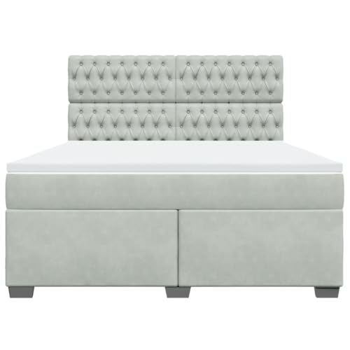 Boxspringbett mit Matratze Hellgrau 180x200 cm Samt Jugendbett Gästebett Einzelbetten Doppelbett für Schlafzimmer Gästezimmer Herberge Wohnbereich Boxspringbett mit Matratze Hellgrau 180x200 cm Samt Jugendbett Gästebett Einzelbetten Doppelbett für Schlafzimmer Gästezimmer Herberge Wohnbereich von HEFZGDB