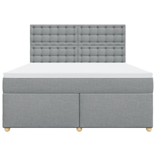 Boxspringbett mit Matratze Hellgrau 180x200 cm Stoff Double Bed Gästebett Bed Frame Doppelbett für Herberge Schlafzimmer Wohnbereich Gästezimmer von HEFZGDB