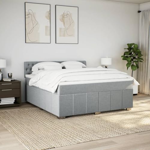 Boxspringbett mit Matratze Hellgrau 180x200 cm Stoff Ehebett Gästebett Einzelbetten Bettrahmen für Herberge Schlafzimmer Gästezimmer Wohnbereich Boxspringbett mit Matratze Hellgrau 180x200 cm Stoff Ehebett Gästebett Einzelbetten Bettrahmen für Herberge Schlafzimmer Gästezimmer Wohnbereich von HEFZGDB
