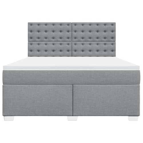 Boxspringbett mit Matratze Hellgrau 180x200 cm Stoff Single Bed Bettgestell Familienbett Einzelbett für Gästezimmer Schlafzimmer Wohnbereich Herberge von HEFZGDB