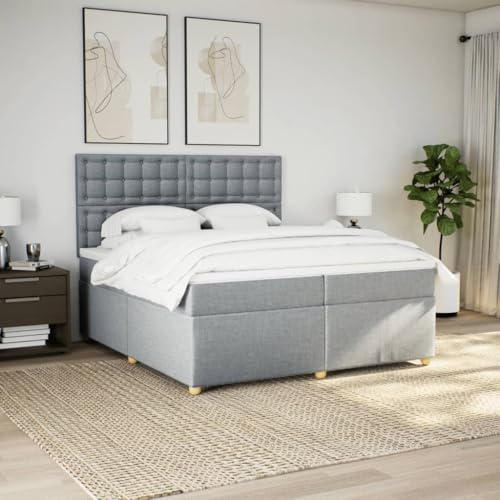 Boxspringbett mit Matratze Hellgrau 200x200 cm Stoff Bette Gästebett Bed Frame Einzelbetten für Schlafzimmer Herberge Gästezimmer Wohnbereich Boxspringbett mit Matratze Hellgrau 200x200 cm Stoff Bette Gästebett Bed Frame Einzelbetten für Schlafzimmer Herberge Gästezimmer Wohnbereich von HEFZGDB