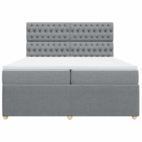 Boxspringbett mit Matratze Hellgrau 200x200 cm Stoff Single Bed Bettgestell Einzelbetten Bettrahmen für Herberge Wohnbereich Gästezimmer Schlafzimmer Boxspringbett mit Matratze Hellgrau 200x200 cm Stoff Single Bed Bettgestell Einzelbetten Bettrahmen für Herberge Wohnbereich Gästezimmer Schlafzimmer von HEFZGDB
