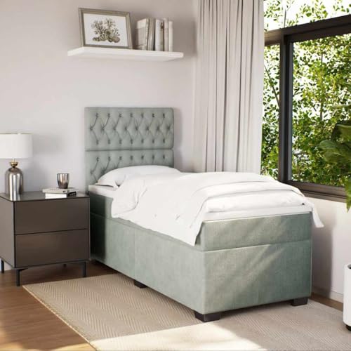 Boxspringbett mit Matratze Hellgrau 80x200 cm Samt Daybed Gästebett Familienbett Doppelbett für Gästezimmer Schlafzimmer Herberge Wohnbereich Boxspringbett mit Matratze Hellgrau 80x200 cm Samt Daybed Gästebett Familienbett Doppelbett für Gästezimmer Schlafzimmer Herberge Wohnbereich von HEFZGDB