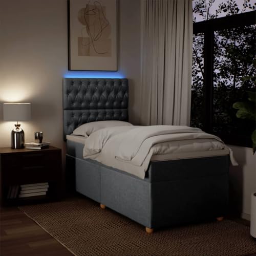 Boxspringbett mit Matratze Hellgrau 80x200 cm Stoff Bette Gästebett Bed Frame Einzelbetten für Schlafzimmer Herberge Gästezimmer Wohnbereich von HEFZGDB