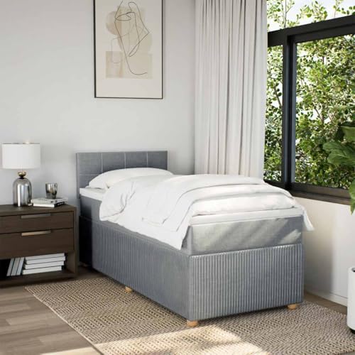 Boxspringbett mit Matratze Hellgrau 80x200 cm Stoff Daybed Bettgestell Bed Frame Doppelbett für Wohnbereich Schlafzimmer Gästezimmer Herberge Boxspringbett mit Matratze Hellgrau 80x200 cm Stoff Daybed Bettgestell Bed Frame Doppelbett für Wohnbereich Schlafzimmer Gästezimmer Herberge von HEFZGDB