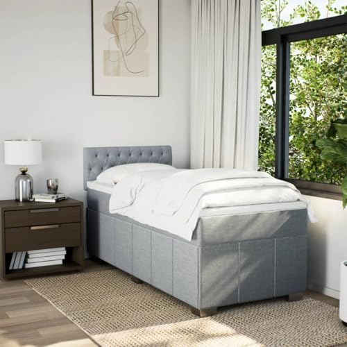 Boxspringbett mit Matratze Hellgrau 80x200 cm Stoff Ehebett Gästebett Einzelbetten Bettrahmen für Herberge Schlafzimmer Gästezimmer Wohnbereich Boxspringbett mit Matratze Hellgrau 80x200 cm Stoff Ehebett Gästebett Einzelbetten Bettrahmen für Herberge Schlafzimmer Gästezimmer Wohnbereich von HEFZGDB