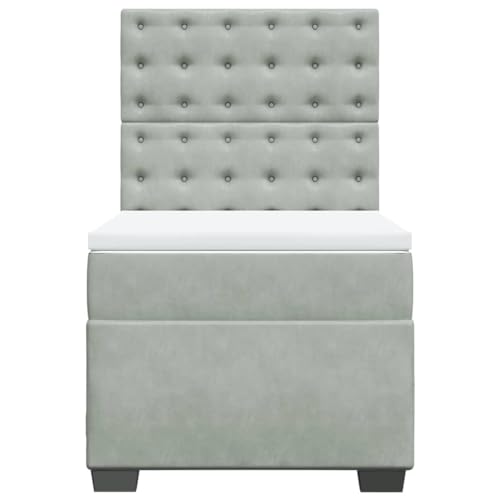 Boxspringbett mit Matratze Hellgrau 90x190 cm Samt Jugendbett Gästebett Einzelbetten Doppelbett für Schlafzimmer Gästezimmer Herberge Wohnbereich Boxspringbett mit Matratze Hellgrau 90x190 cm Samt Jugendbett Gästebett Einzelbetten Doppelbett für Schlafzimmer Gästezimmer Herberge Wohnbereich von HEFZGDB