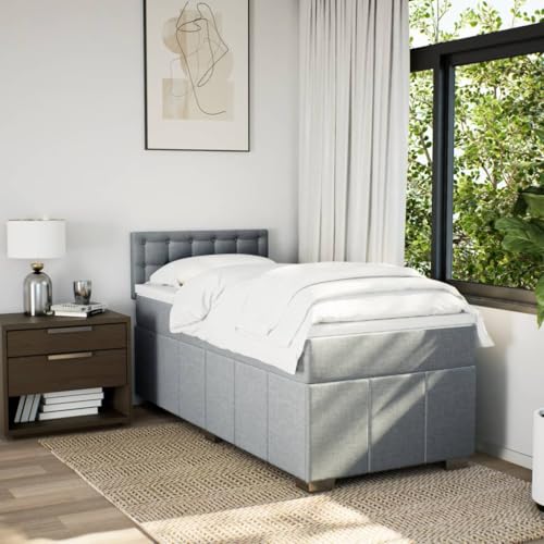 Boxspringbett mit Matratze Hellgrau 90x190 cm Stoff Ehebett Gästebett Einzelbetten Bettrahmen für Herberge Schlafzimmer Gästezimmer Wohnbereich Boxspringbett mit Matratze Hellgrau 90x190 cm Stoff Ehebett Gästebett Einzelbetten Bettrahmen für Herberge Schlafzimmer Gästezimmer Wohnbereich von HEFZGDB