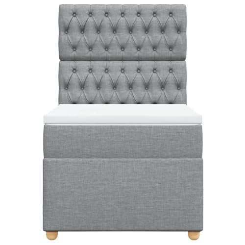Boxspringbett mit Matratze Hellgrau 90x200 cm Stoff Double Bed Gästebett Bed Frame Doppelbett für Herberge Schlafzimmer Wohnbereich Gästezimmer Boxspringbett mit Matratze Hellgrau 90x200 cm Stoff Double Bed Gästebett Bed Frame Doppelbett für Herberge Schlafzimmer Wohnbereich Gästezimmer von HEFZGDB