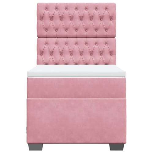 Boxspringbett mit Matratze Rosa 100x200 cm Samt Jugendbett Gästebett Einzelbetten Doppelbett für Schlafzimmer Gästezimmer Herberge Wohnbereich Boxspringbett mit Matratze Rosa 100x200 cm Samt Jugendbett Gästebett Einzelbetten Doppelbett für Schlafzimmer Gästezimmer Herberge Wohnbereich von HEFZGDB