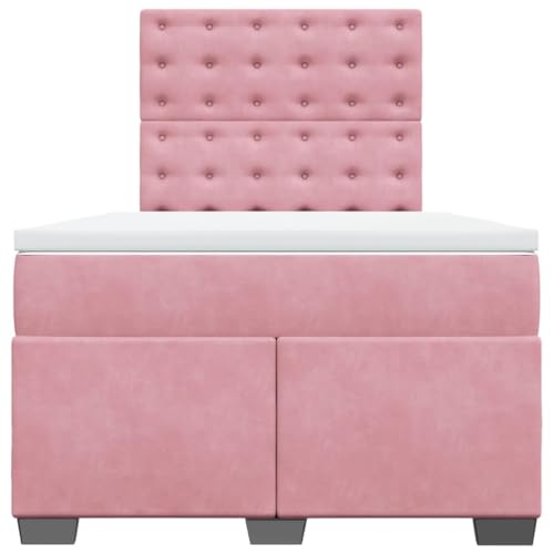 Boxspringbett mit Matratze Rosa 120x190 cm Samt Jugendbett Gästebett Einzelbetten Doppelbett für Schlafzimmer Gästezimmer Herberge Wohnbereich von HEFZGDB