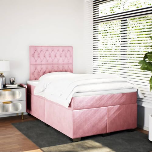 Boxspringbett mit Matratze Rosa 120x200 cm Samt Daybed Gästebett Familienbett Doppelbett für Gästezimmer Schlafzimmer Herberge Wohnbereich Boxspringbett mit Matratze Rosa 120x200 cm Samt Daybed Gästebett Familienbett Doppelbett für Gästezimmer Schlafzimmer Herberge Wohnbereich von HEFZGDB