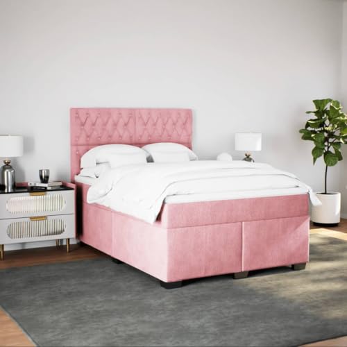 Boxspringbett mit Matratze Rosa 140x190 cm Samt Daybed Gästebett Familienbett Doppelbett für Gästezimmer Schlafzimmer Herberge Wohnbereich Boxspringbett mit Matratze Rosa 140x190 cm Samt Daybed Gästebett Familienbett Doppelbett für Gästezimmer Schlafzimmer Herberge Wohnbereich von HEFZGDB