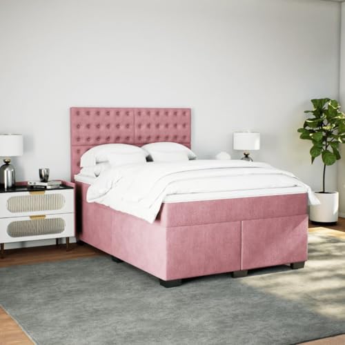 Boxspringbett mit Matratze Rosa 140x190 cm Samt Daybed Gästebett Familienbett Doppelbett für Gästezimmer Schlafzimmer Herberge Wohnbereich Boxspringbett mit Matratze Rosa 140x190 cm Samt Daybed Gästebett Familienbett Doppelbett für Gästezimmer Schlafzimmer Herberge Wohnbereich von HEFZGDB