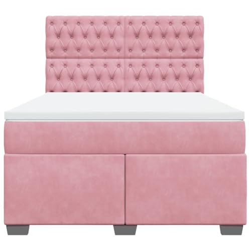 Boxspringbett mit Matratze Rosa 140x190 cm Samt Jugendbett Gästebett Einzelbetten Doppelbett für Schlafzimmer Gästezimmer Herberge Wohnbereich Boxspringbett mit Matratze Rosa 140x190 cm Samt Jugendbett Gästebett Einzelbetten Doppelbett für Schlafzimmer Gästezimmer Herberge Wohnbereich von HEFZGDB