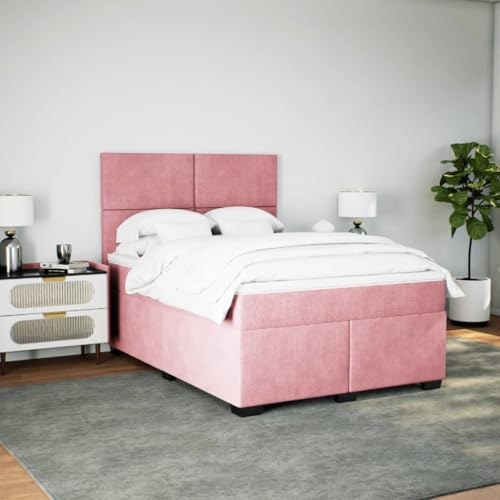Boxspringbett mit Matratze Rosa 160x200 cm Samt Daybed Gästebett Familienbett Doppelbett für Gästezimmer Schlafzimmer Herberge Wohnbereich von HEFZGDB