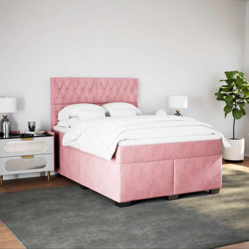 Boxspringbett mit Matratze Rosa 160x200 cm Samt Daybed Gästebett Familienbett Doppelbett für Gästezimmer Schlafzimmer Herberge Wohnbereich Boxspringbett mit Matratze Rosa 160x200 cm Samt Daybed Gästebett Familienbett Doppelbett für Gästezimmer Schlafzimmer Herberge Wohnbereich von HEFZGDB