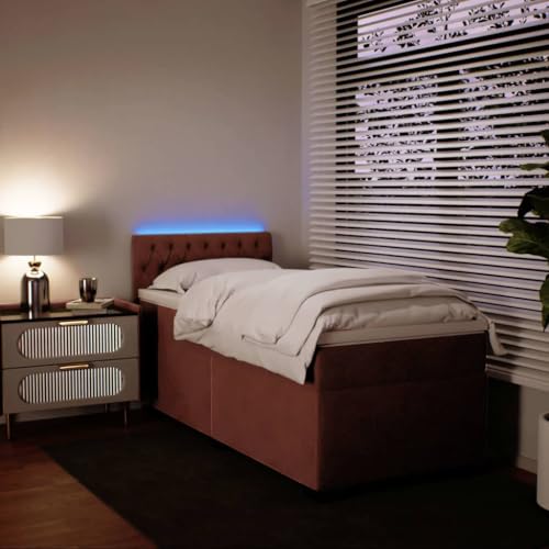 Boxspringbett mit Matratze Rosa 90x200 cm Samt Ehebett Bed Frame Familienbett Doppelbett für Gästezimmer Wohnbereich Herberge Schlafzimmer von HEFZGDB
