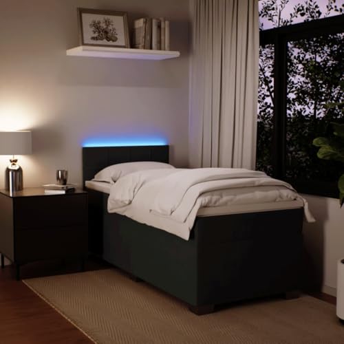 Boxspringbett mit Matratze Schwarz 100x200 cm Samt Ehebett Bed Frame Familienbett Doppelbett für Gästezimmer Wohnbereich Herberge Schlafzimmer von HEFZGDB