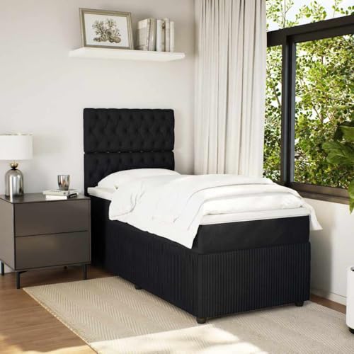 Boxspringbett mit Matratze Schwarz 100x200 cm Samt Single Bed Bed Frame Familienbett Bettrahmen für Herberge Wohnbereich Schlafzimmer Gästezimmer Boxspringbett mit Matratze Schwarz 100x200 cm Samt Single Bed Bed Frame Familienbett Bettrahmen für Herberge Wohnbereich Schlafzimmer Gästezimmer von HEFZGDB