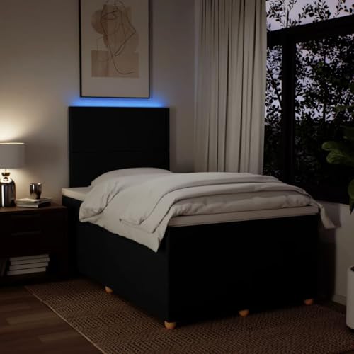 Boxspringbett mit Matratze Schwarz 120x190 cm Stoff Bette Gästebett Bed Frame Einzelbetten für Schlafzimmer Herberge Gästezimmer Wohnbereich von HEFZGDB
