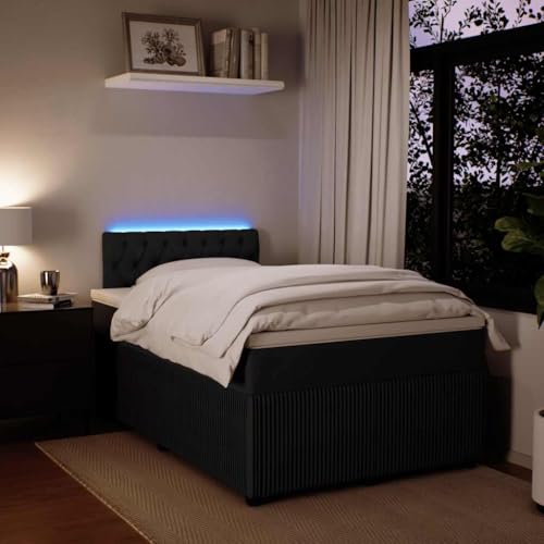 Boxspringbett mit Matratze Schwarz 120x200 cm Samt Single Bed Bed Frame Familienbett Bettrahmen für Gästezimmer Herberge Wohnbereich Schlafzimmer Boxspringbett mit Matratze Schwarz 120x200 cm Samt Single Bed Bed Frame Familienbett Bettrahmen für Gästezimmer Herberge Wohnbereich Schlafzimmer von HEFZGDB