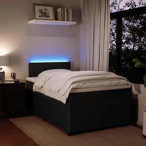 Boxspringbett mit Matratze Schwarz 120x200 cm Samt Single Bed Bed Frame Familienbett Bettrahmen für Gästezimmer Herberge Wohnbereich Schlafzimmer von HEFZGDB