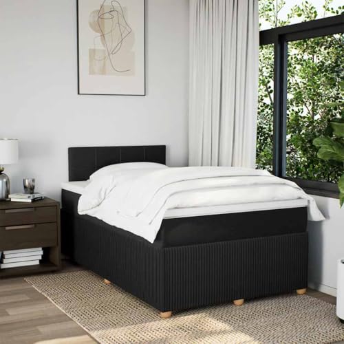 Boxspringbett mit Matratze Schwarz 120x200 cm Stoff Daybed Bettgestell Bed Frame Doppelbett für Wohnbereich Schlafzimmer Gästezimmer Herberge von HEFZGDB
