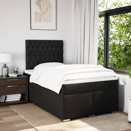 Boxspringbett mit Matratze Schwarz 120x200 cm Stoff Einzelbett Bettgestell Doppelbett Bettrahmen für Schlafzimmer Herberge Gästezimmer Wohnbereich Boxspringbett mit Matratze Schwarz 120x200 cm Stoff Einzelbett Bettgestell Doppelbett Bettrahmen für Schlafzimmer Herberge Gästezimmer Wohnbereich von HEFZGDB