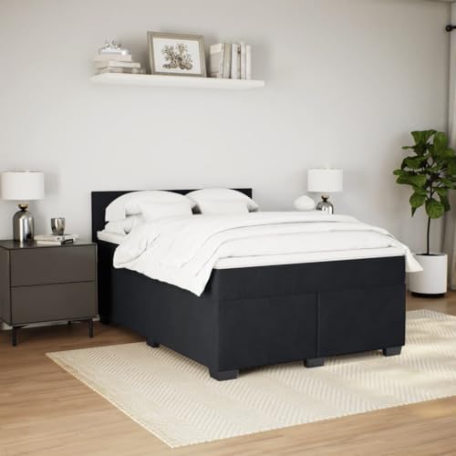 Boxspringbett mit Matratze Schwarz 140x190 cm Samt Ehebett Bed Frame Familienbett Doppelbett für Gästezimmer Wohnbereich Herberge Schlafzimmer Boxspringbett mit Matratze Schwarz 140x190 cm Samt Ehebett Bed Frame Familienbett Doppelbett für Gästezimmer Wohnbereich Herberge Schlafzimmer von HEFZGDB