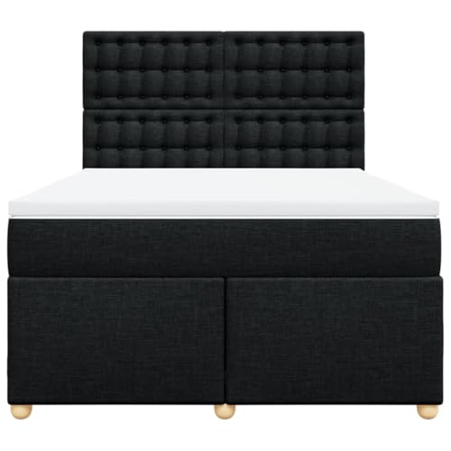 Boxspringbett mit Matratze Schwarz 140x200 cm Stoff Double Bed Gästebett Bed Frame Doppelbett für Herberge Schlafzimmer Wohnbereich Gästezimmer von HEFZGDB