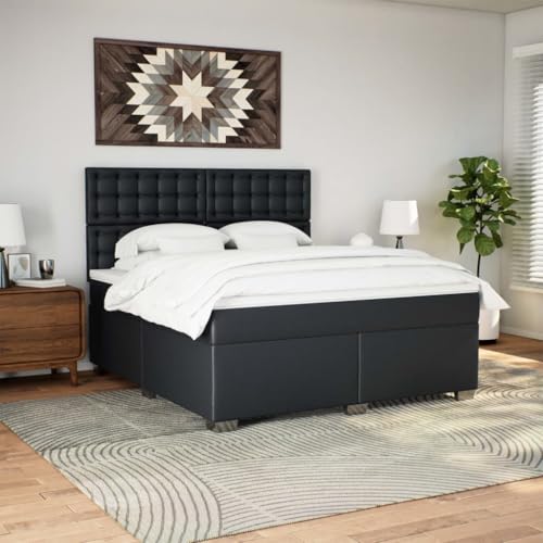 Boxspringbett mit Matratze Schwarz 180x200 cm Kunstleder Single Bed Bed Frame Einzelbetten Doppelbett für Gästezimmer Herberge Schlafzimmer Wohnbereich Boxspringbett mit Matratze Schwarz 180x200 cm Kunstleder Single Bed Bed Frame Einzelbetten Doppelbett für Gästezimmer Herberge Schlafzimmer Wohnbereich von HEFZGDB