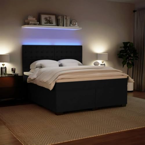 Boxspringbett mit Matratze Schwarz 180x200 cm Samt Daybed Gästebett Familienbett Doppelbett für Gästezimmer Schlafzimmer Herberge Wohnbereich Boxspringbett mit Matratze Schwarz 180x200 cm Samt Daybed Gästebett Familienbett Doppelbett für Gästezimmer Schlafzimmer Herberge Wohnbereich von HEFZGDB