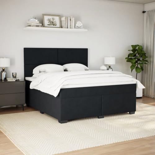 Boxspringbett mit Matratze Schwarz 180x200 cm Samt Daybed Gästebett Familienbett Doppelbett für Gästezimmer Schlafzimmer Herberge Wohnbereich Boxspringbett mit Matratze Schwarz 180x200 cm Samt Daybed Gästebett Familienbett Doppelbett für Gästezimmer Schlafzimmer Herberge Wohnbereich von HEFZGDB