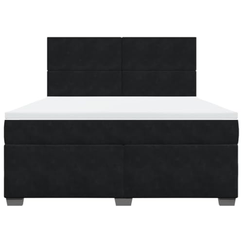 Boxspringbett mit Matratze Schwarz 180x200 cm Samt Jugendbett Gästebett Einzelbetten Doppelbett für Schlafzimmer Gästezimmer Herberge Wohnbereich Boxspringbett mit Matratze Schwarz 180x200 cm Samt Jugendbett Gästebett Einzelbetten Doppelbett für Schlafzimmer Gästezimmer Herberge Wohnbereich von HEFZGDB