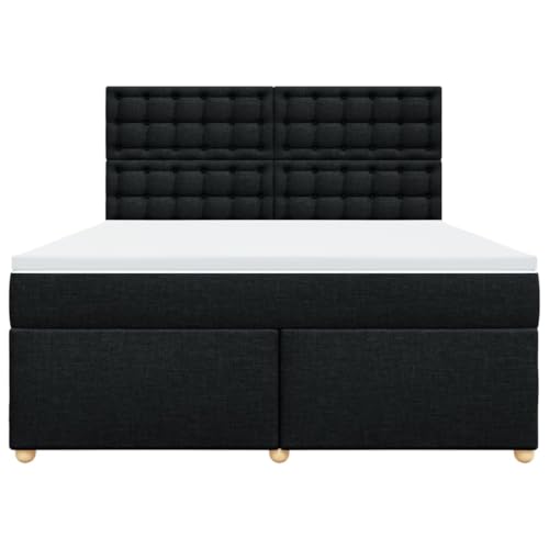 Boxspringbett mit Matratze Schwarz 180x200 cm Stoff Double Bed Gästebett Bed Frame Doppelbett für Herberge Schlafzimmer Wohnbereich Gästezimmer Boxspringbett mit Matratze Schwarz 180x200 cm Stoff Double Bed Gästebett Bed Frame Doppelbett für Herberge Schlafzimmer Wohnbereich Gästezimmer von HEFZGDB