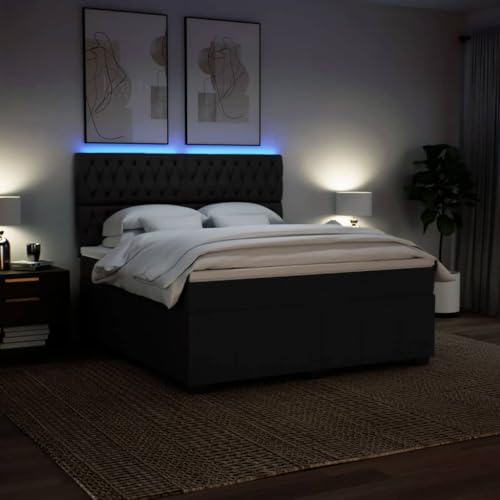 Boxspringbett mit Matratze Schwarz 180x200 cm Stoff Ehebett Gästebett Einzelbetten Bettrahmen für Gästezimmer Wohnbereich Herberge Schlafzimmer Boxspringbett mit Matratze Schwarz 180x200 cm Stoff Ehebett Gästebett Einzelbetten Bettrahmen für Gästezimmer Wohnbereich Herberge Schlafzimmer von HEFZGDB