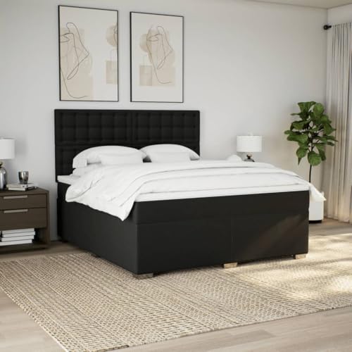 Boxspringbett mit Matratze Schwarz 180x200 cm Stoff Einzelbett Bettgestell Doppelbett Bettrahmen für Schlafzimmer Herberge Gästezimmer Wohnbereich Boxspringbett mit Matratze Schwarz 180x200 cm Stoff Einzelbett Bettgestell Doppelbett Bettrahmen für Schlafzimmer Herberge Gästezimmer Wohnbereich von HEFZGDB