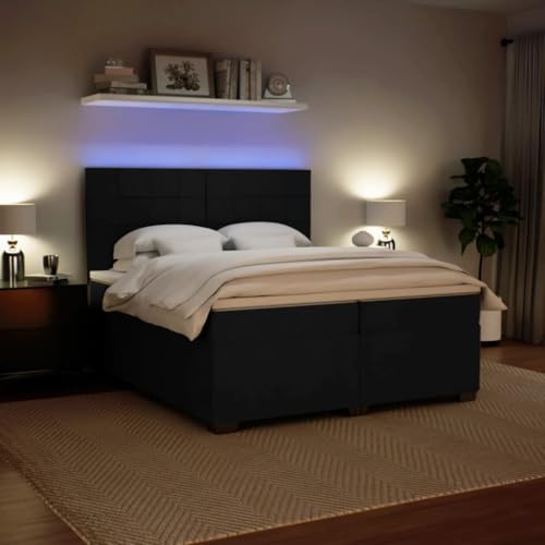 Boxspringbett mit Matratze Schwarz 200x200 cm Samt Daybed Gästebett Familienbett Doppelbett für Gästezimmer Schlafzimmer Herberge Wohnbereich Boxspringbett mit Matratze Schwarz 200x200 cm Samt Daybed Gästebett Familienbett Doppelbett für Gästezimmer Schlafzimmer Herberge Wohnbereich von HEFZGDB