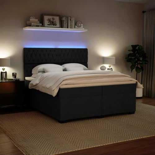Boxspringbett mit Matratze Schwarz 200x200 cm Samt Daybed Gästebett Familienbett Doppelbett für Gästezimmer Schlafzimmer Herberge Wohnbereich Boxspringbett mit Matratze Schwarz 200x200 cm Samt Daybed Gästebett Familienbett Doppelbett für Gästezimmer Schlafzimmer Herberge Wohnbereich von HEFZGDB