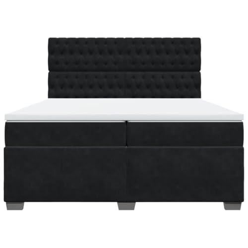 Boxspringbett mit Matratze Schwarz 200x200 cm Samt Jugendbett Gästebett Einzelbetten Doppelbett für Schlafzimmer Gästezimmer Herberge Wohnbereich Boxspringbett mit Matratze Schwarz 200x200 cm Samt Jugendbett Gästebett Einzelbetten Doppelbett für Schlafzimmer Gästezimmer Herberge Wohnbereich von HEFZGDB