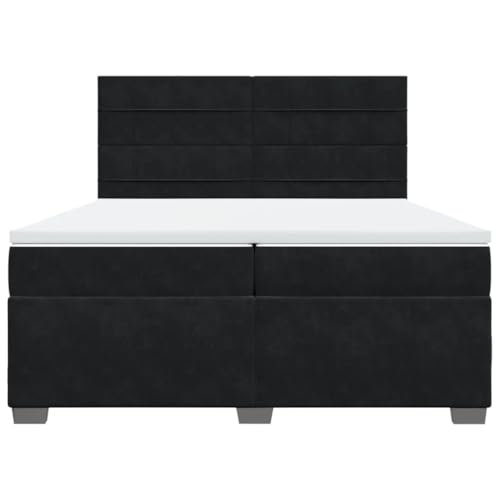 Boxspringbett mit Matratze Schwarz 200x200 cm Samt Jugendbett Gästebett Einzelbetten Doppelbett für Schlafzimmer Gästezimmer Herberge Wohnbereich Boxspringbett mit Matratze Schwarz 200x200 cm Samt Jugendbett Gästebett Einzelbetten Doppelbett für Schlafzimmer Gästezimmer Herberge Wohnbereich von HEFZGDB