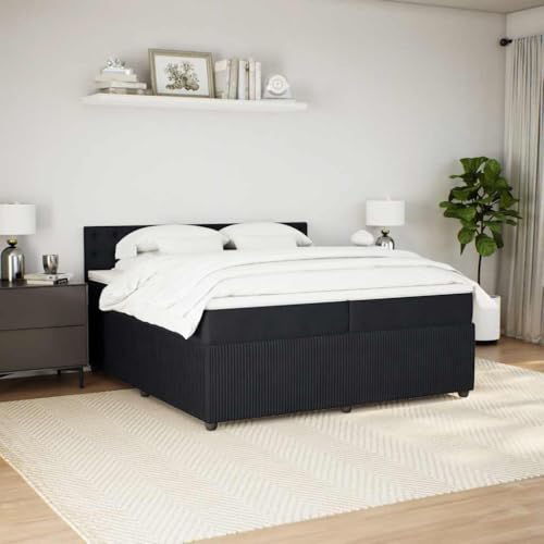 Boxspringbett mit Matratze Schwarz 200x200 cm Samt Single Bed Bed Frame Familienbett Bettrahmen für Gästezimmer Herberge Wohnbereich Schlafzimmer Boxspringbett mit Matratze Schwarz 200x200 cm Samt Single Bed Bed Frame Familienbett Bettrahmen für Gästezimmer Herberge Wohnbereich Schlafzimmer von HEFZGDB
