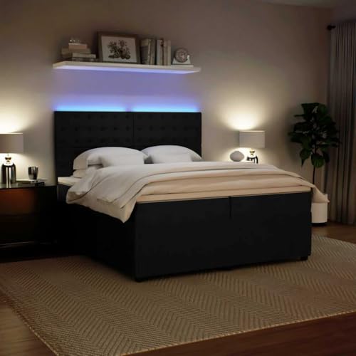 Boxspringbett mit Matratze Schwarz 200x200 cm Samt Single Bed Bed Frame Familienbett Bettrahmen für Herberge Wohnbereich Schlafzimmer Gästezimmer Boxspringbett mit Matratze Schwarz 200x200 cm Samt Single Bed Bed Frame Familienbett Bettrahmen für Herberge Wohnbereich Schlafzimmer Gästezimmer von HEFZGDB