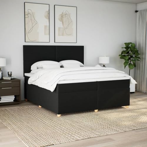 Boxspringbett mit Matratze Schwarz 200x200 cm Stoff Bette Gästebett Bed Frame Einzelbetten für Schlafzimmer Herberge Gästezimmer Wohnbereich Boxspringbett mit Matratze Schwarz 200x200 cm Stoff Bette Gästebett Bed Frame Einzelbetten für Schlafzimmer Herberge Gästezimmer Wohnbereich von HEFZGDB