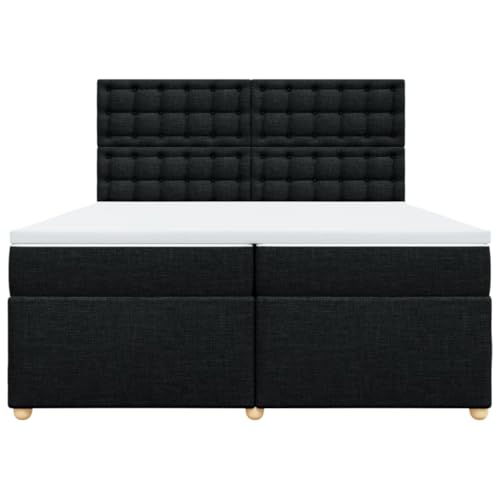 Boxspringbett mit Matratze Schwarz 200x200 cm Stoff Double Bed Gästebett Bed Frame Doppelbett für Herberge Schlafzimmer Wohnbereich Gästezimmer Boxspringbett mit Matratze Schwarz 200x200 cm Stoff Double Bed Gästebett Bed Frame Doppelbett für Herberge Schlafzimmer Wohnbereich Gästezimmer von HEFZGDB