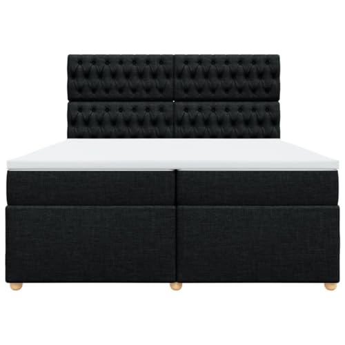 Boxspringbett mit Matratze Schwarz 200x200 cm Stoff Double Bed Gästebett Bed Frame Doppelbett für Herberge Schlafzimmer Wohnbereich Gästezimmer Boxspringbett mit Matratze Schwarz 200x200 cm Stoff Double Bed Gästebett Bed Frame Doppelbett für Herberge Schlafzimmer Wohnbereich Gästezimmer von HEFZGDB