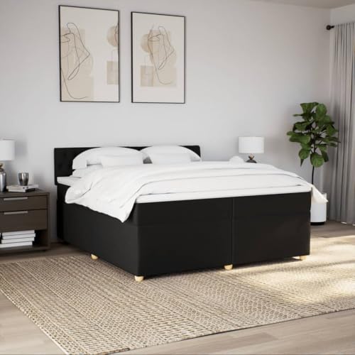 Boxspringbett mit Matratze Schwarz 200x200 cm Stoff Ehebett Gästebett Bed Frame Single Bed für Wohnbereich Herberge Gästezimmer Schlafzimmer Boxspringbett mit Matratze Schwarz 200x200 cm Stoff Ehebett Gästebett Bed Frame Single Bed für Wohnbereich Herberge Gästezimmer Schlafzimmer von HEFZGDB